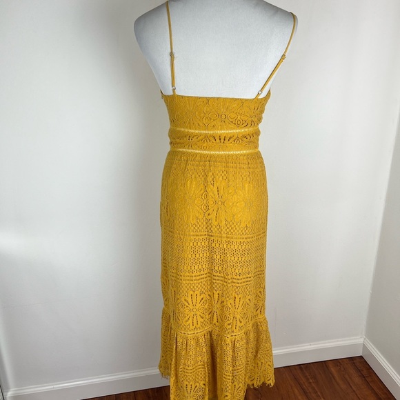 Lulus Robyn Mustard Yellow Lace Button-Up Midi Dress - Picture 7 of 9